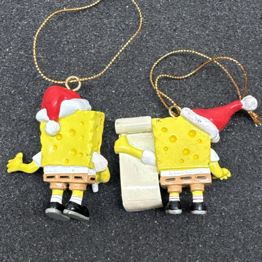 Vintage Y2K Nickelodeon SpongeBob SquarePants Christmas Ornament Lot Of 2